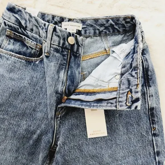 NEW Good American 90's Duster Straight Leg High Waisted Jean
